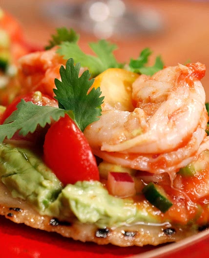 Shrimp Ceviche Cocktail with Avocado Crema and Fresh Tostadas