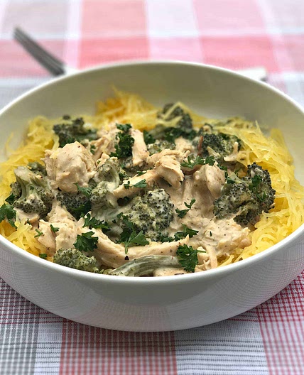 Instant Pot Spaghetti Squash Chicken Alfredo