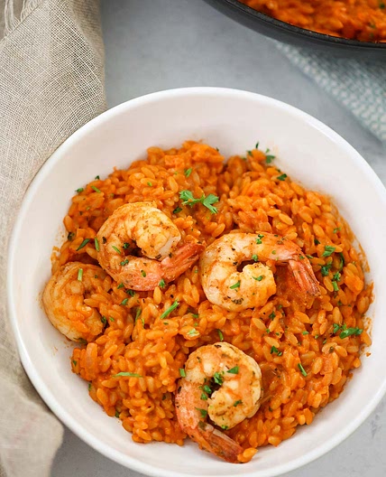 Creamy Tomato Orzo with Shrimp