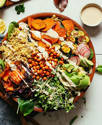 Abundance Kale Salad with Savory Tahini Dressing