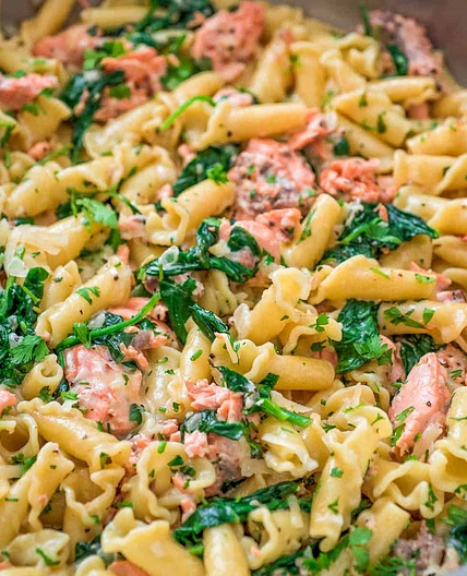 Salmon Pasta with Spinach