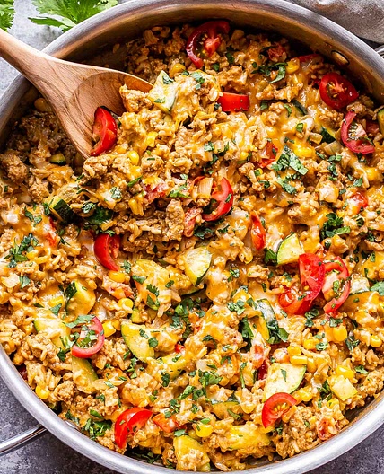 Southwest Turkey, Vegetable and Rice Skillet