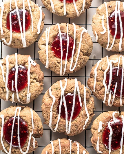Gluten-Free Thumbprint Cookies with Raspberries and Pistachios