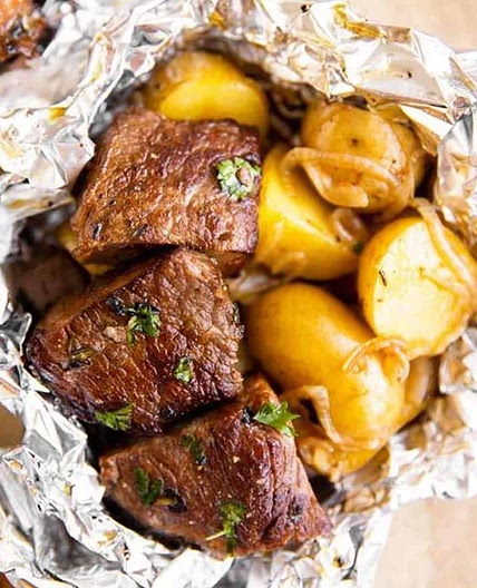 Garlic Butter Steak and Potato Foil Packets