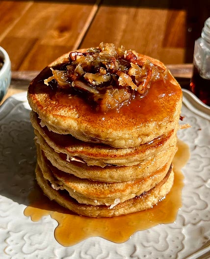 Toasted Coconut Pecan Almond Flour Pancakes — Well Made by Kiley