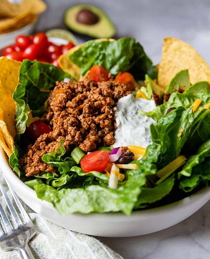 20-Minute Gluten-Free Taco Salad with Ground Beef