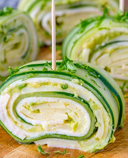 Turkey + Cheese Cucumber Rolls Recipe