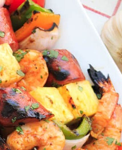 Pineapple Shrimp and Kielbasa Kabobs