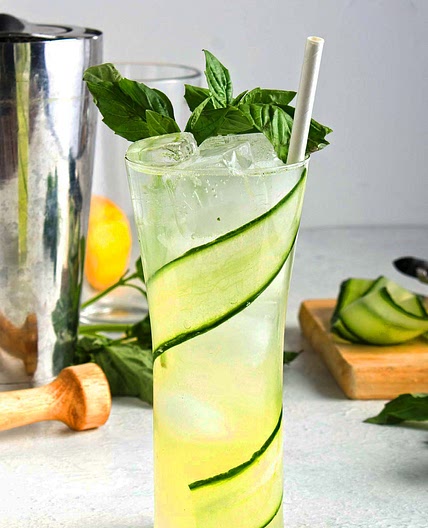 Basil-Infused Tom Collins Cocktail