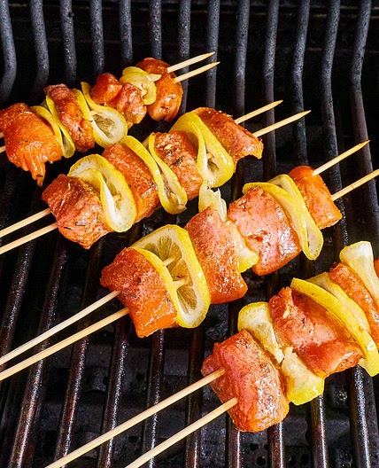Blackened Grilled Salmon Skewers
