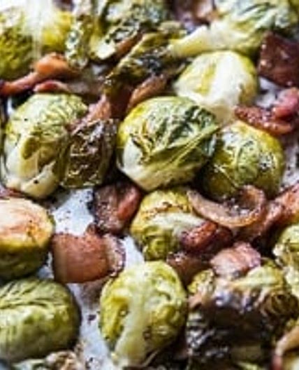Sheet Pan Brussels Sprouts with Bacon & Garlic
