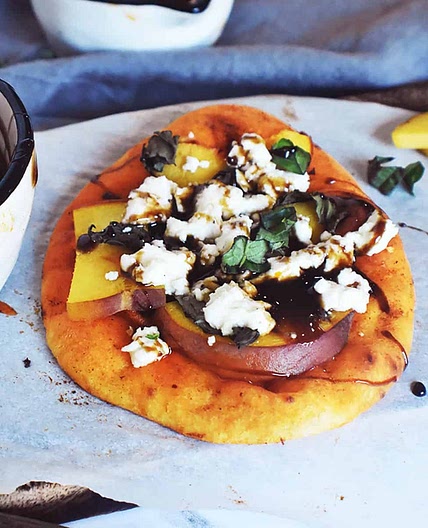Goat Cheese Pizza With Peaches