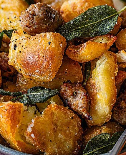 Smashed stuffing roasties