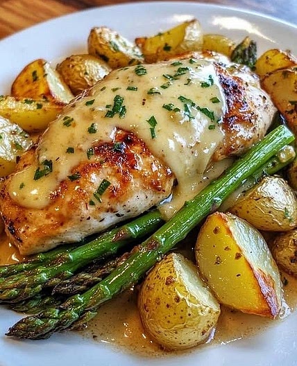 Honey Mustard Chicken with Roasted Asparagus