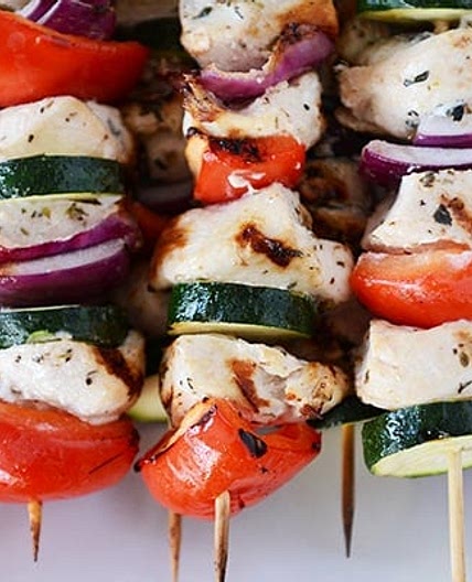 Grilled Greek Chicken Kebabs with Simple Tzatziki Sauce
