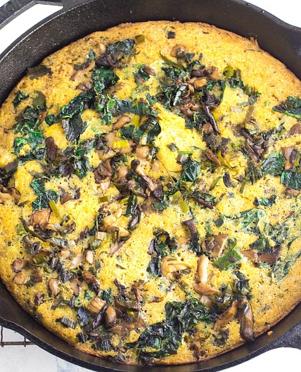 Skillet Low FODMAP Mushroom Kale Cornbread Stuffing