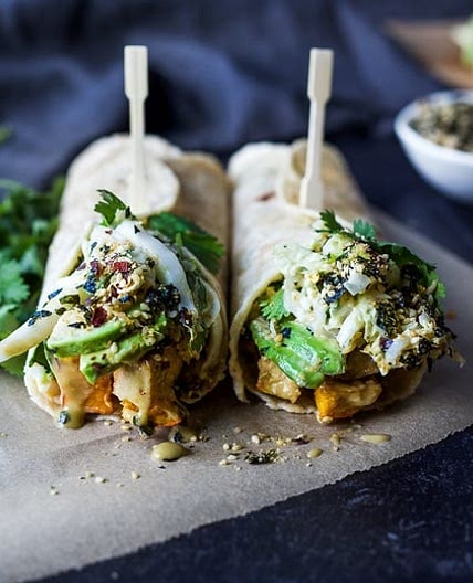 Miso Tofu Wrap with Winter Squash and Furikake