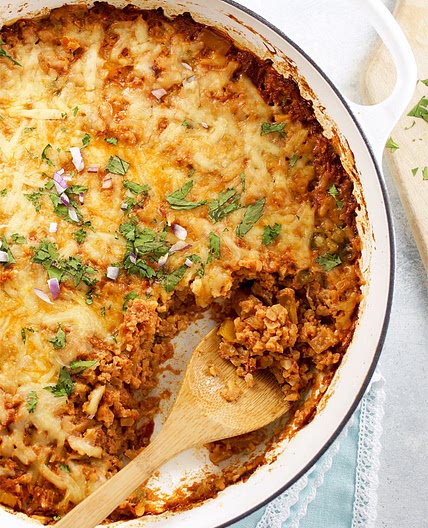 Mexican Cauliflower Rice Casserole