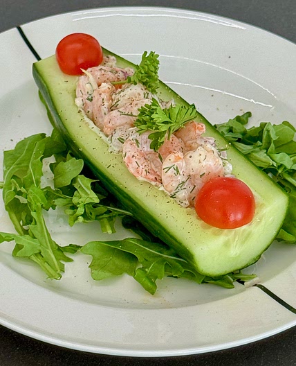 Shrimp in a cucumber boat
