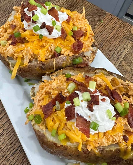 Buffalo Chicken Baked Potatoes
