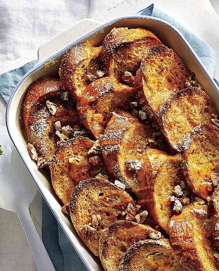 Overnight French Toast Casserole with Bourbon-Maple Syrup