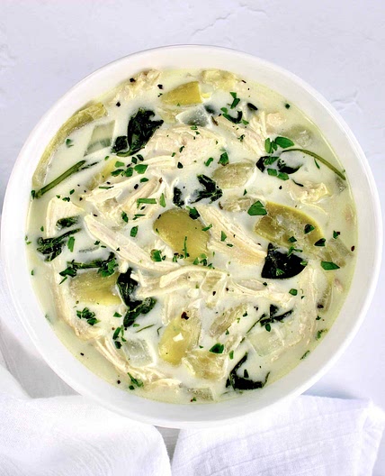 Slow Cooker Spinach Artichoke Chicken Soup