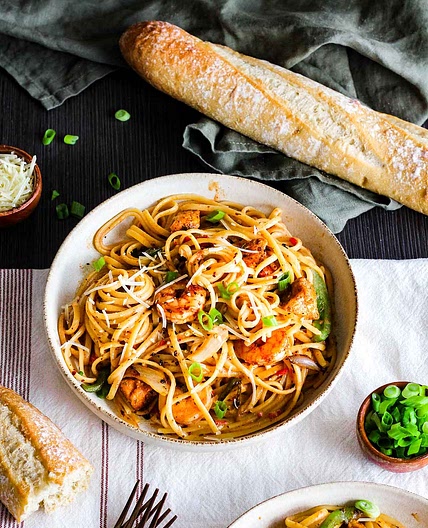 Spicy Cajun Chicken and Shrimp Pasta