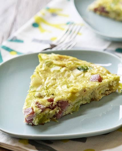 Leek and Ham Frittata with Goat Cheese
