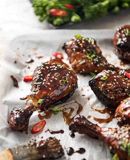 Sticky Chicken Drumsticks in Chinese Plum Sauce