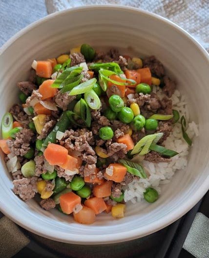Frozen Vegetable Stir Fry with Ground Beef