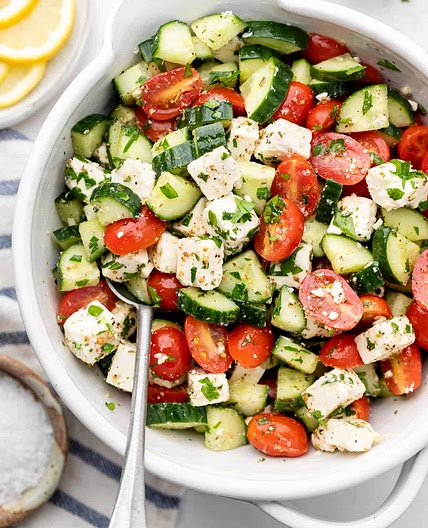 Simple Tomato Feta Cucumber Salad