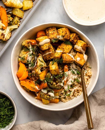 Sheet Pan Garlic Ranch Tofu with Vegetables