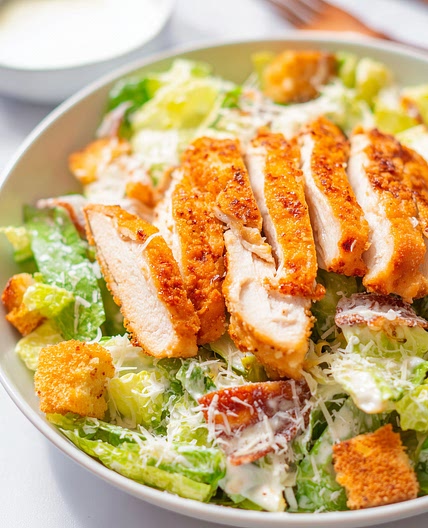 Cajun Air Fryer Crispy Chicken Caesar Salad