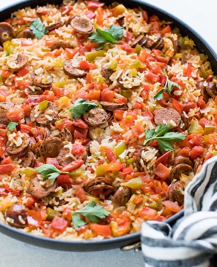 Sausage, Peppers and Rice Skillet
