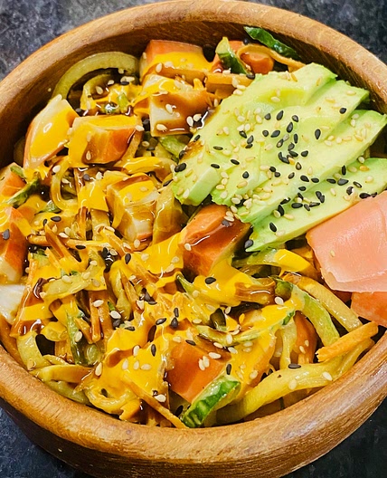 California Roll Cucumber Noodle Bowls