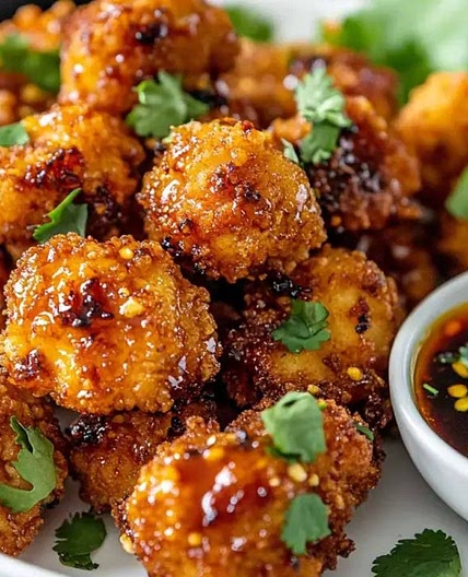 Hot Honey Popcorn Chicken Bites