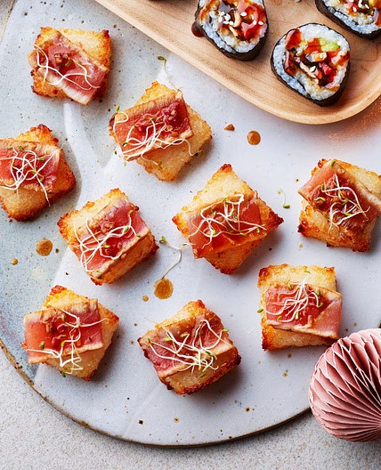 Crispy Sushi Rice ‘Cakes’ with Seared Tuna