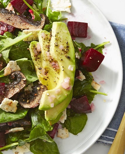 Beet, Mushroom and Avocado Salad