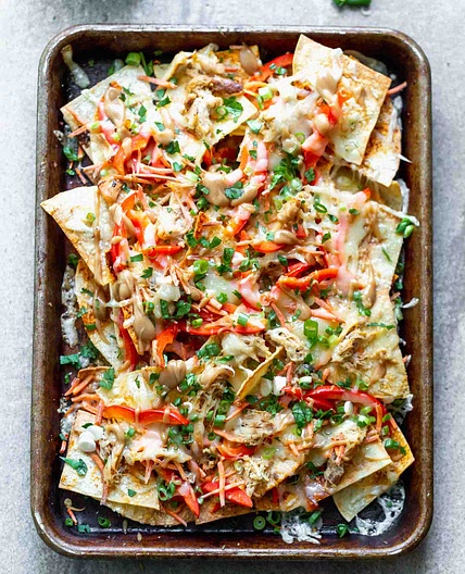 Peanut Thai Chicken Nachos