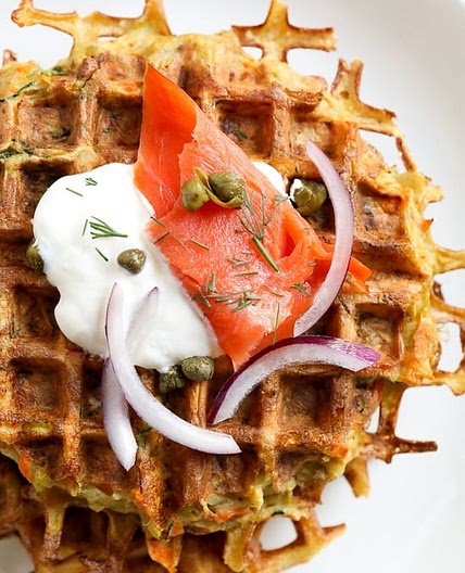 Veggie Latkelles (Waffled Latkes) with Lox