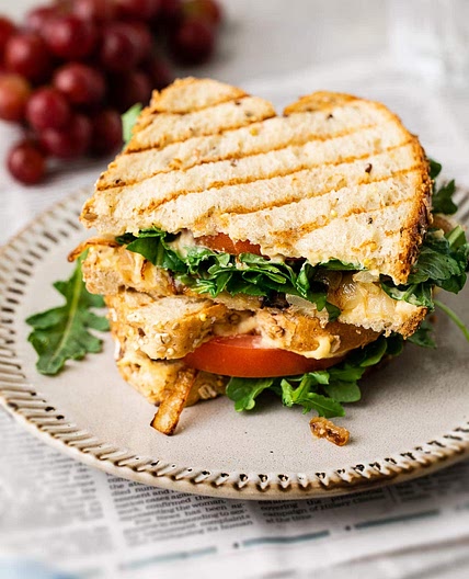 GRILLED HUMMUS SANDWICH + SAUTEED ONION