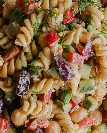 Dill Pasta Salad with a Tahini Dressing