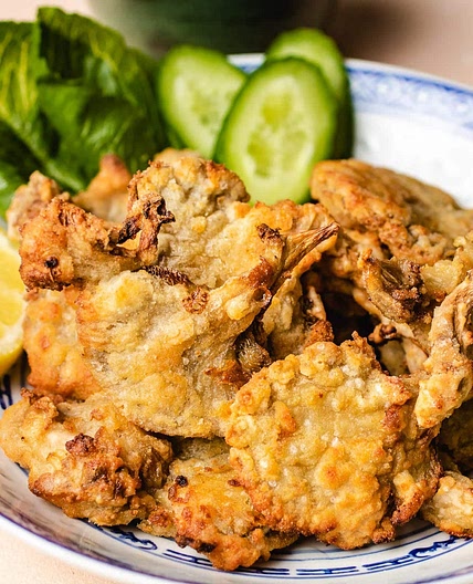 Air Fried Oyster Mushrooms (Vegan Fried Chicken Karaage)