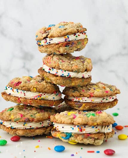 Cake Batter Monster Cookie Sandwiches