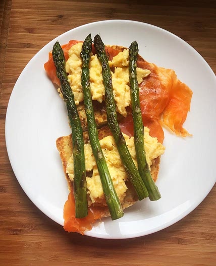 Recipe: Roasted Asparagus,Scrambled Egg and Smoked Trout brunch
