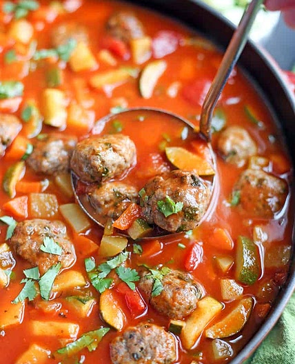 Paleo Whole30 Mexican Meatball Soup