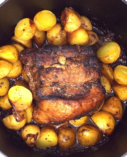 Oven Braised Pork Shoulder and Baby Potatoes