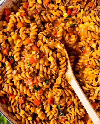 One Pot Cheesy Taco Pasta