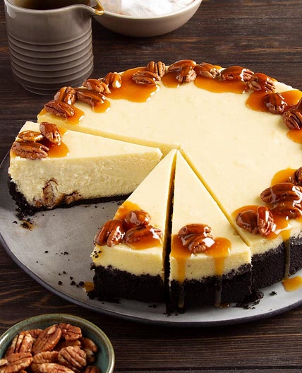 Chocolate Bourbon Pecan Cheesecake