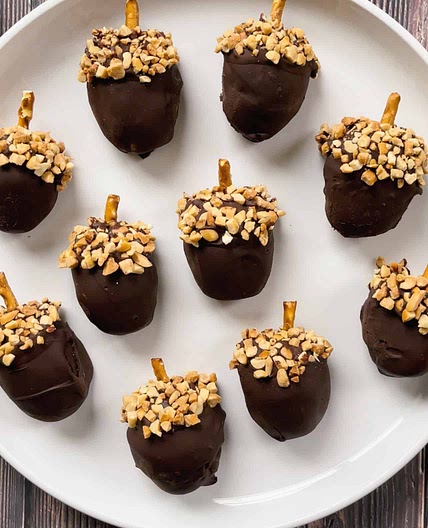 Chocolate Peanut Butter Buckeyes Acorn Truffles